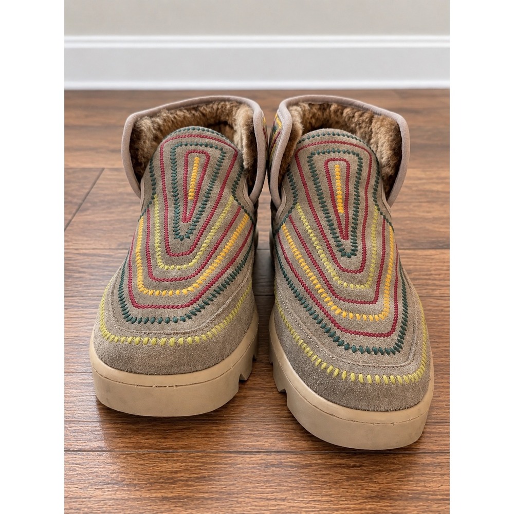 Bernardo Drea Embroidered Suede Sheepskin Lined Ankle Boots Women's 7M